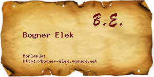 Bogner Elek névjegykártya
