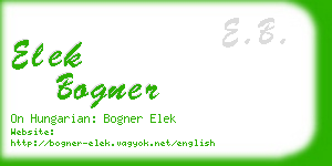 elek bogner business card